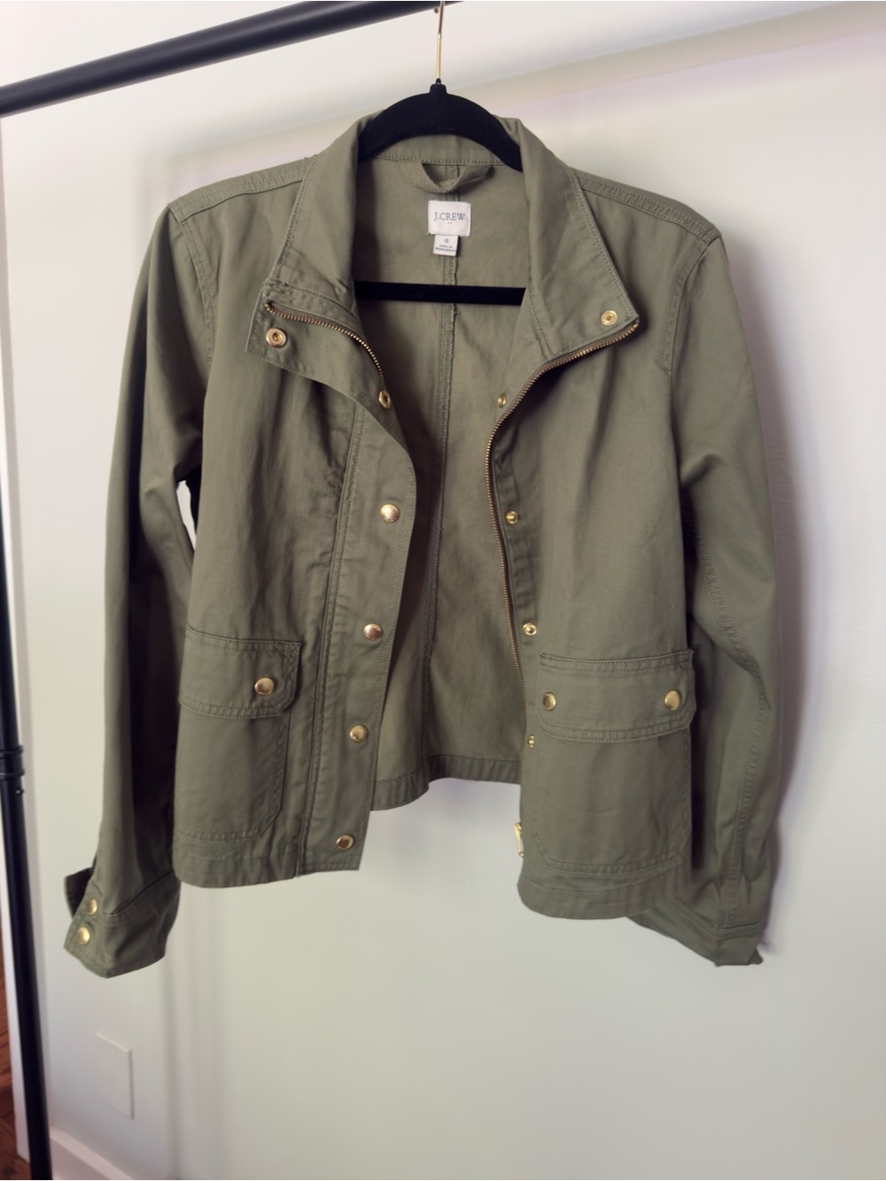 J. Crew Olive Green Utility Jacket with Gold Hardware